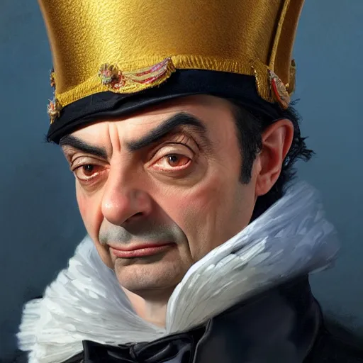 Image similar to a portrait of Mr Bean as Napoléon Bonaparte, detailed, centered, digital painting, artstation, concept art, donato giancola, WLOP, Boris Vallejo, Breathtaking, 8k resolution, extremely detailed, beautiful, establishing shot, artistic, hyperrealistic, octane render