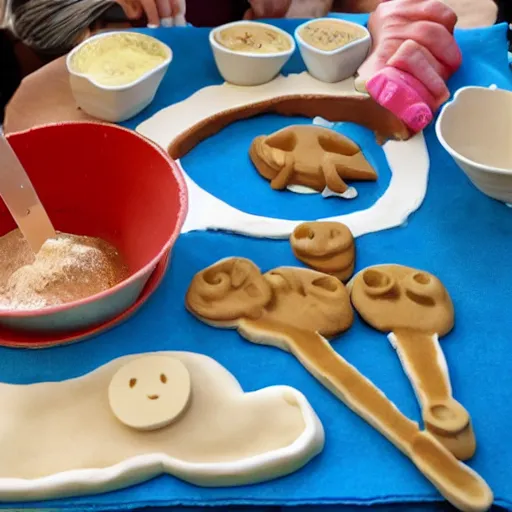 Image similar to claymation, pancake breakfast made of clay