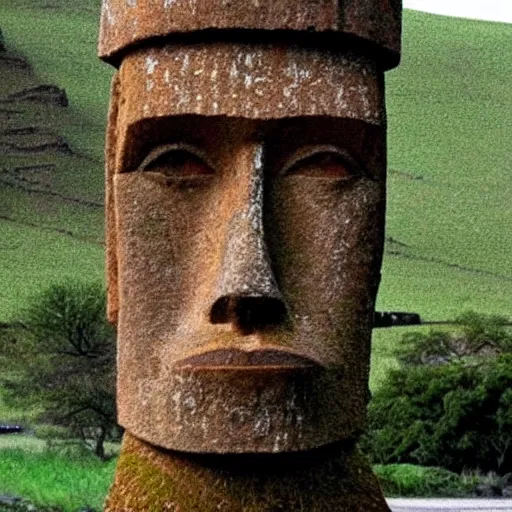 Prompt: easter island head that looks like bob dylan
