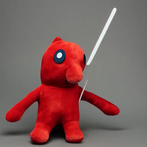 Image similar to expressionism disappointed plushie toy knight