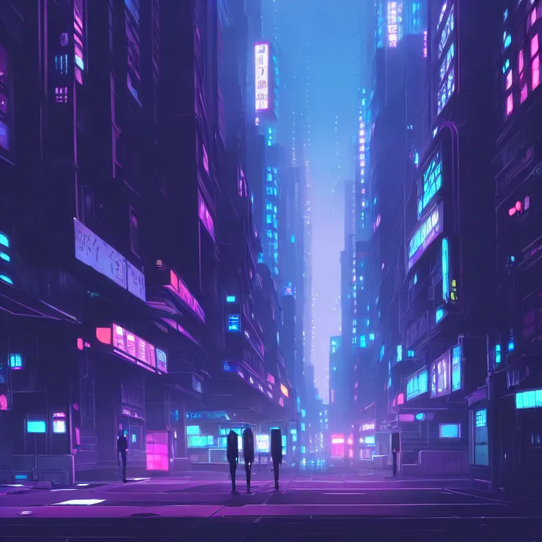 Image similar to city hightway in the atmospheric cyberpunk anime film, gouache matte background painting, neon noir, at night with lights, by makoto shinkai, in the anime series ergo proxy, beautiful specular edge highlights and rim lighting