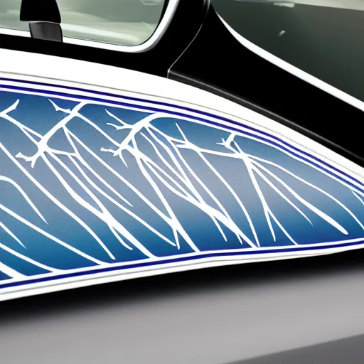 Prompt: neuron edges graphic style painted on a car