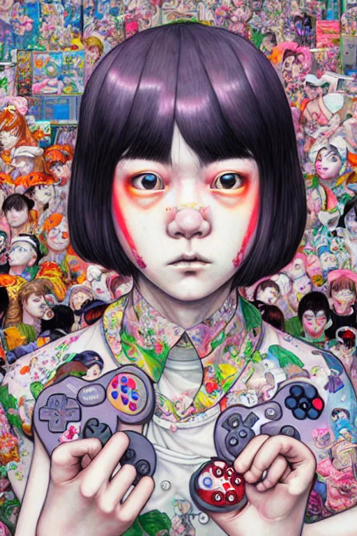 Image similar to video game system, style of yoshii chie and hikari shimoda and martine johanna, highly detailed