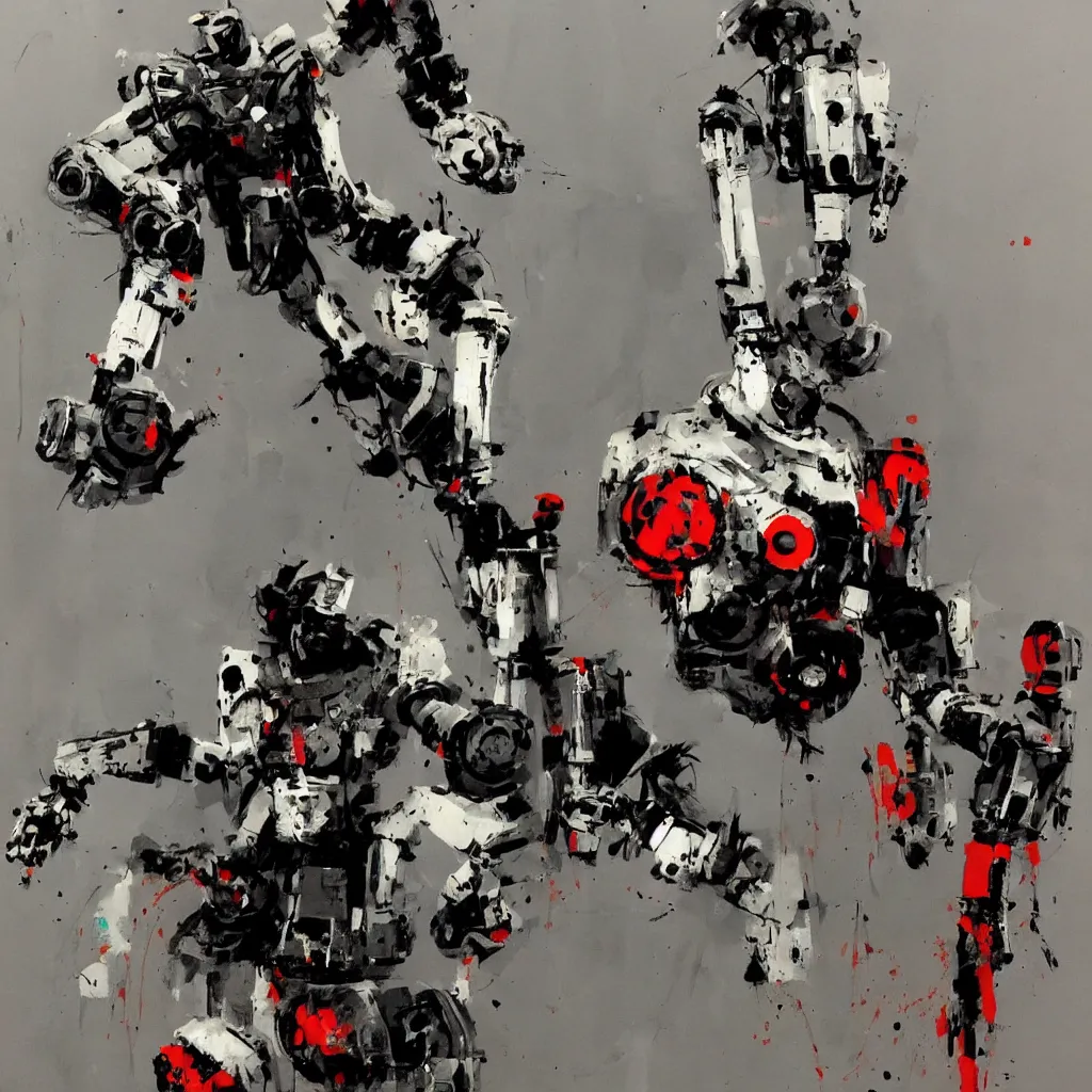 Prompt: a robot painted by ashley wood