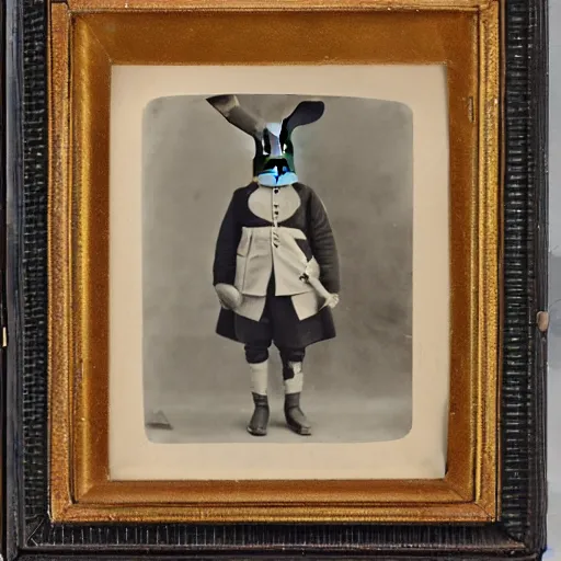 Image similar to a ww1 portrait of a rabbit wearing a uniform