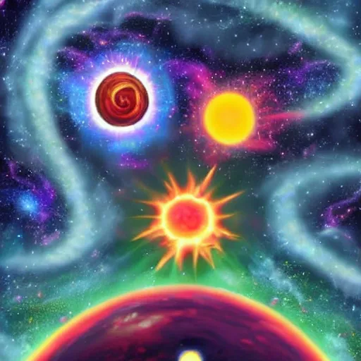 Image similar to army of army of planets in galactic maelstrom, fire