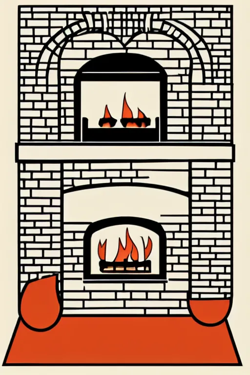 Prompt: minimalist boho style art of a fireplace, illustration, vector art