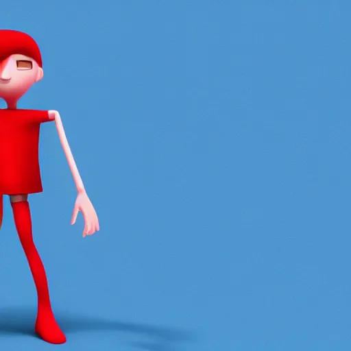 Image similar to simple, cute, cyan crystal character wearing a red cloth strip, 4K HD