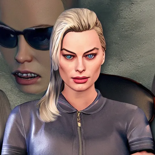 Image similar to margot robbie as a grand theft online 5 character