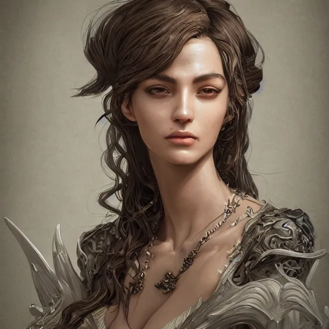 Prompt: a portrait of a lawful evil alignment personified as an absurdly beautiful, graceful, elegant, sophisticated, evil young sensual latina woman, an ultrafine hyperdetailed illustration by kim jung gi, irakli nadar, detailed faces, intricate linework, octopath traveler, final fantasy, unreal engine 5 highly rendered, global illumination, radiant light, detailed and intricate environment