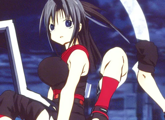 Image similar to anime still of tifa lockhart in the tv show initial d