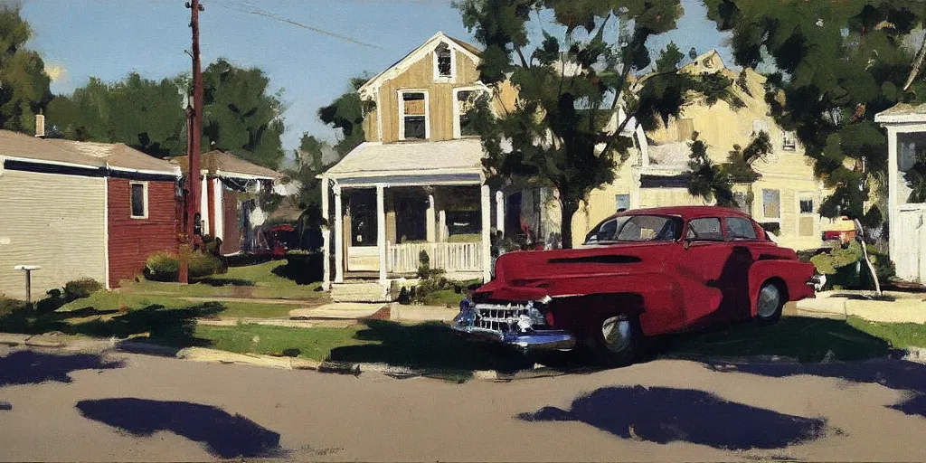 Prompt: us suburbs ben aronson 1950