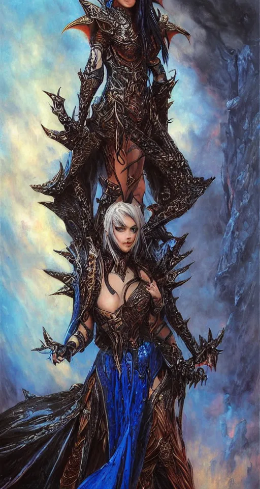 Image similar to Gothic elf princess in blue dragon armor by karol bak