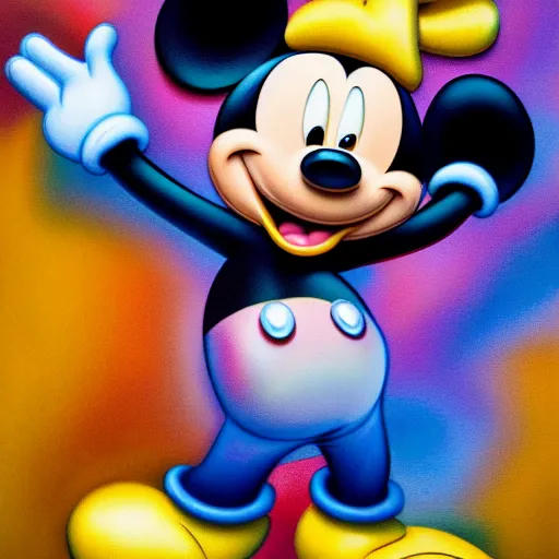 Image similar to Mickey Mouse as a painting, shiny, stars, space, 8k, high resolution