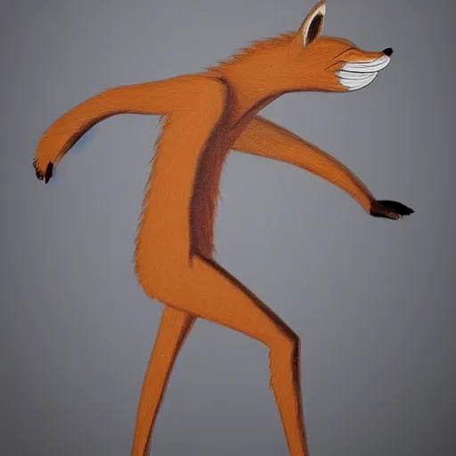 Image similar to anthropomorphic fox man, cave painting