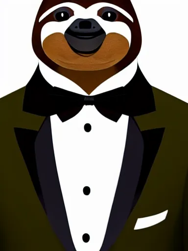 Image similar to full body portrait of anthropomorphic sloth in men's formalwear : : digital art, concept art, digital illustration, photorealism, hyperreal