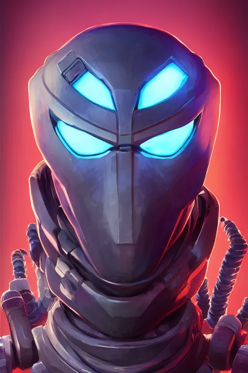 Image similar to epic mask helmet robot ninja portrait stylized as fornite style game design fanart by concept artist gervasio canda, behance hd by jesper ejsing, by rhads, makoto shinkai and lois van baarle, ilya kuvshinov, rossdraws global illumination radiating a glowing aura global illumination ray tracing hdr render in unreal engine 5