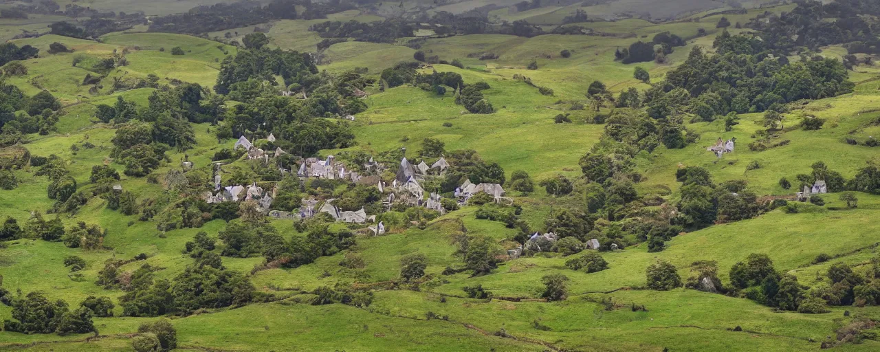 Prompt: a highly detailed photograph of The Shire