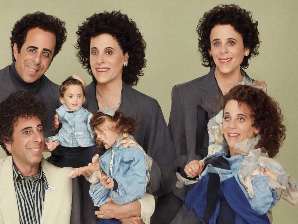 Image similar to The child of Jerry Seinfeld and Elaine Benes, highly detailed, 8kHDR, megapixel,