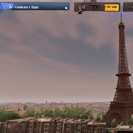 Image similar to eiffel tower in demolition simulator, in game screenshot