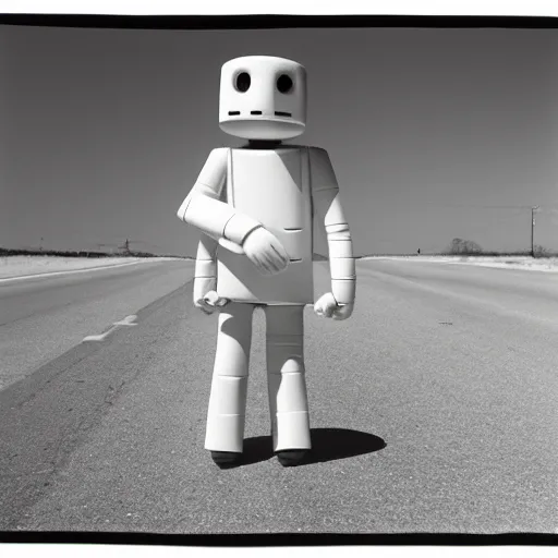 Image similar to a portrait ofMarvin the paranoid android the hitchhiker guide to the galaxy, photorealistic, by Garry Winogrand