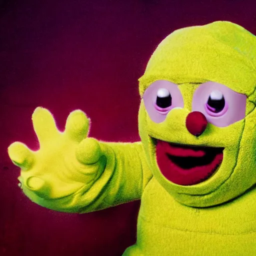 Image similar to the fifth teletubby which was cancelled for being too terrifying and violent, concept art, realistic horror 4 k.