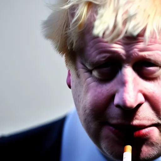 Prompt: medium shot photo of Boris Johnson smoking weed, 4k, ultra HD