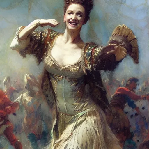 Prompt: an elated renaissance chancellor, dancing a jig, character portrait by greg rutkowski, gaston bussiere, craig mullins