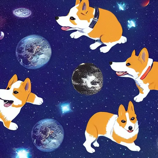 Image similar to space corgis