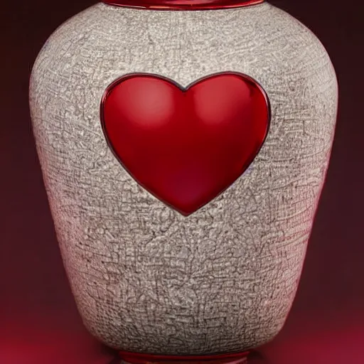 Image similar to a vase in the shape of a heart with red accents designed by versace