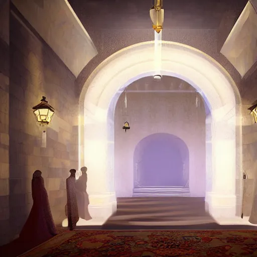 Image similar to the grand entrance, art by kotaro chiba, volumetric lighting