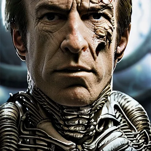 Prompt: film still of saul goodman in alien, giger, detailed