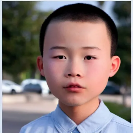 Prompt: chinese boy with buzz cut pixar style