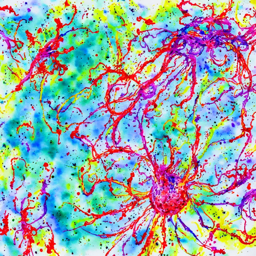 Image similar to Splatter watercolor flying spaghetti monster