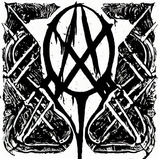 Prompt: a black metal logo that is illegible