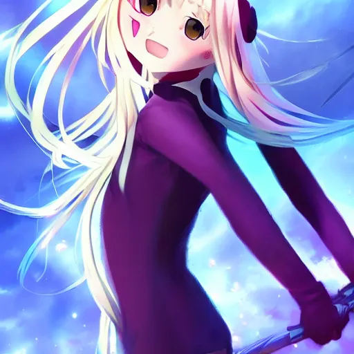 Image similar to beautiful and gorgeous full body image of illya from fate / kaleid liner prisma, high details, high resolution, noise filtered, artstation, 4 k, highly detailed, high quality, digital painting masterpiece, beautiful brush strokes