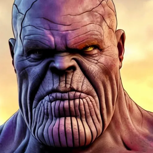 Image similar to Thanos in The Walking Dead 4K quality photorealism