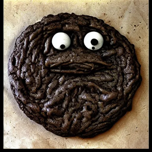 Image similar to Cookie Monster, by HR Giger