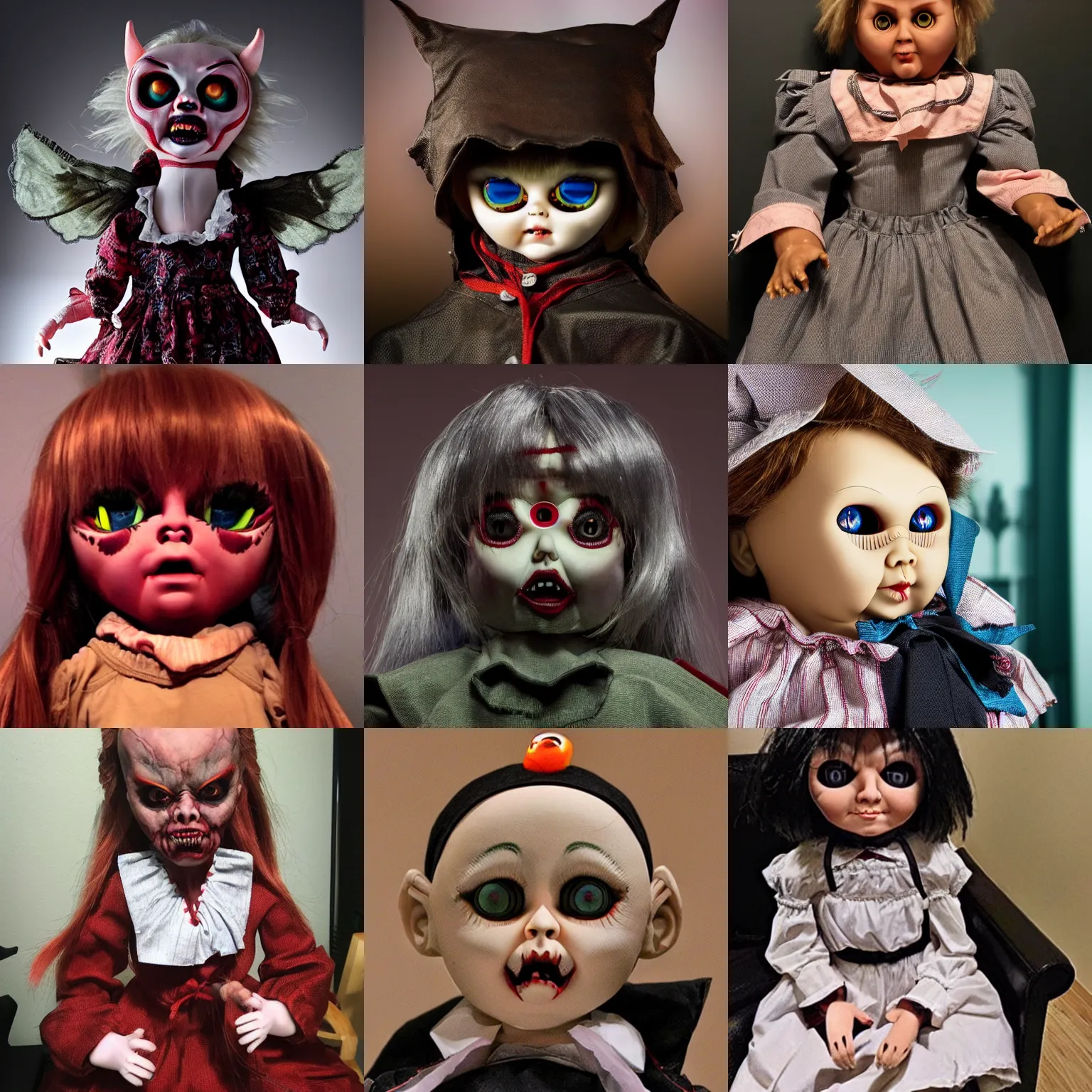 Prompt: <picture quality=hd+ mode='attention grabbing'>an scary doll demon judges you for staying up late</picture>