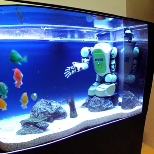 Image similar to robot, aquarium in torso