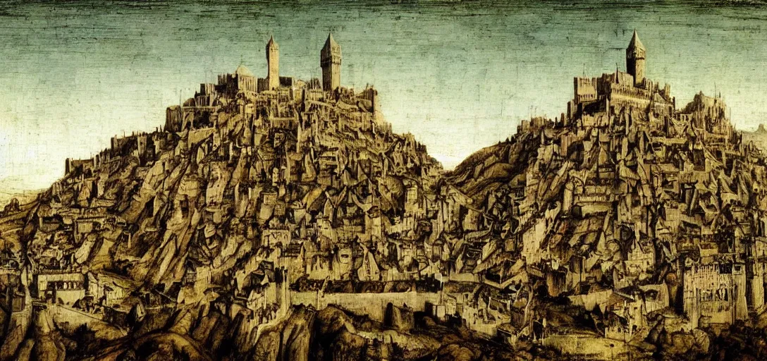 Minas Tirith Rembrandt Painting Graphic · Creative Fabrica