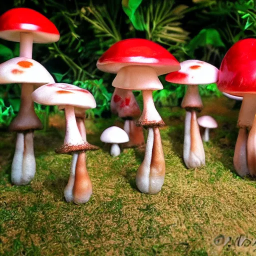 Prompt: anamorphic mushrooms dancing and having fun