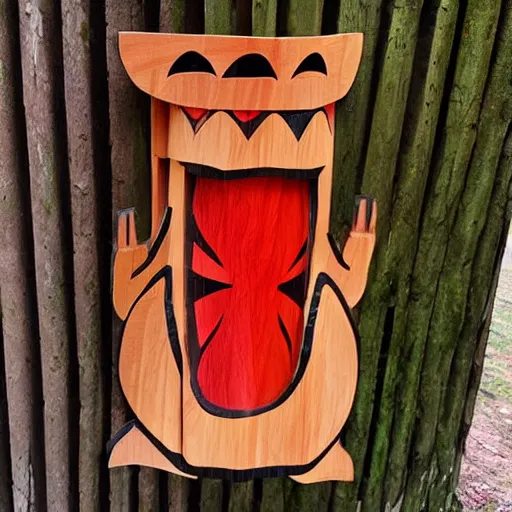 Prompt: wood art of kasa - obake