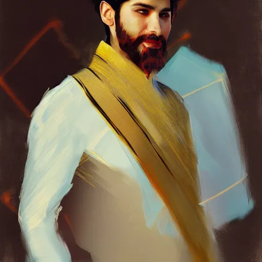 Image similar to portrait of a persian prince from tales of yore by yanjun cheng