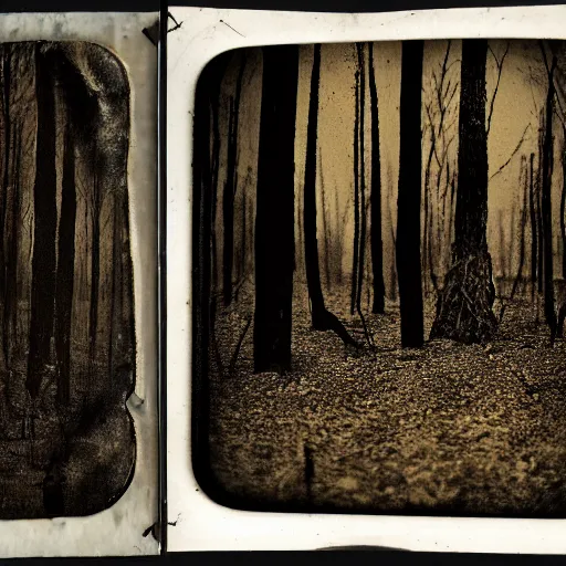 Image similar to tintype photo of a burnt forest
