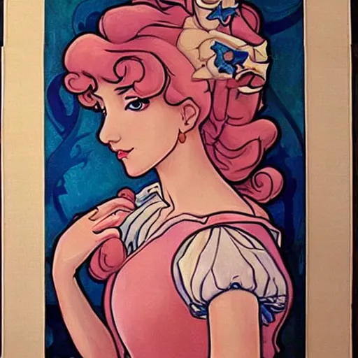 Image similar to beautiful art nouveau painting of princess - peach!!!!!!!!! princess - peach!!!!!!!!!