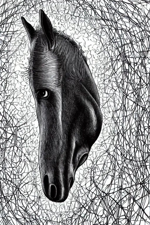 Image similar to horse in a field, symmetrical, highly detailed, digital art, sharp focus, trending on art station, kentaro miura manga art style