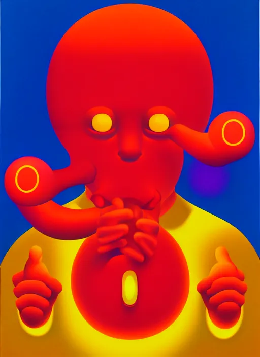 Image similar to devil by shusei nagaoka, kaws, david rudnick, airbrush on canvas, pastell colours, cell shaded, 8 k