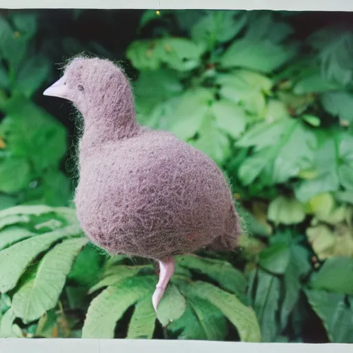 Image similar to a kiwi bird with a wooly hat, 35mm photograph