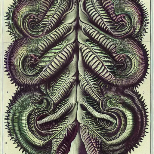 Prompt: technicolor venus flytrap, by Ernst Haeckel, by M.C. Escher, beautiful, eerie, surreal, colorful